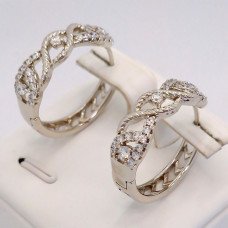Серьги ХР. Родий. Камни: белый циркон. Диаметр: 23 мм Ширина: 7 мм