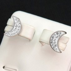 Сережки-гвоздики Stainless Steel. Сталь. Родій. Камені: білий циркон. Довжина: 12 мм. Ширина: 8 мм.