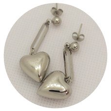 Сережки-гвоздики Stainless Steel. Сталь. Родій. Довжина: 40 мм. Ширина: 15 мм.