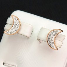 Сережки-гвоздики Stainless Steel. Сталь. Позолота ЧВ. Камені: білий циркон. Довжина: 12 мм. Ширина: 8 мм.