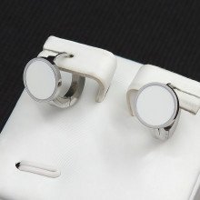 Сережки Stainless Steel з білою емаллю. Сталь. Родій. Довжина: 10 мм. Ширина: 10 мм.