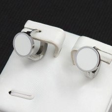 Сережки Stainless Steel з білою емаллю. Сталь. Родій. Довжина: 10 мм. Ширина: 10 мм.