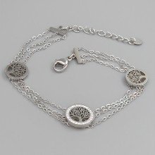 Браслет Stainless Steel з білою емаллю. Сталь. Родій. Камені: білий циркон. Довжина: 17.7-21 см
