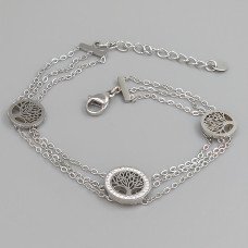 Браслет Stainless Steel з білою емаллю. Сталь. Родій. Камені: білий циркон. Довжина: 17.7-21 см