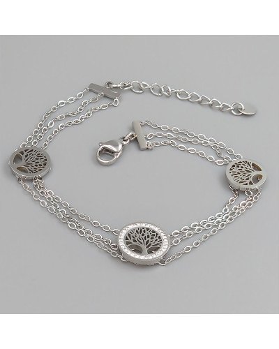 Браслет Stainless Steel з білою емаллю. Сталь. Родій. Камені: білий циркон. Довжина: 17.7-21 см