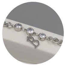 Браслет Stainless Steel. Сталь. Родій. Камені: білий циркон. Довжина: 18.5-21 см