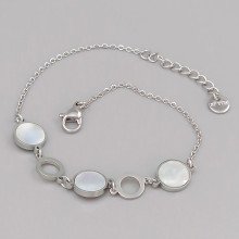 Браслет Stainless Steel з білою емаллю. Сталь. Родій. Довжина: 18.5-21.5 см