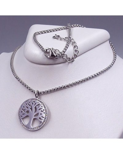 Ланцюжок Stainless Steel з кулоном. Сталь. Родій. Камені: білий циркон. Довжина 45-49 см. Ширина 1 мм.