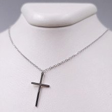 Ланцюжок Stainless Steel з хрестиком. Сталь. Родій. Довжина 46-51 см. Ширина 1 мм.