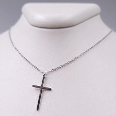 Ланцюжок Stainless Steel з хрестиком. Сталь. Родій. Довжина 46-51 см. Ширина 1 мм.