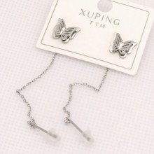 Сережки-протяжки Stainless Steel. Сталь. Родій. Довжина: 60 мм