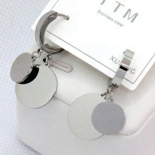 Сережки Stainless Steel. Сталь. Родій. Довжина: 25 мм. Ширина: 13 мм.