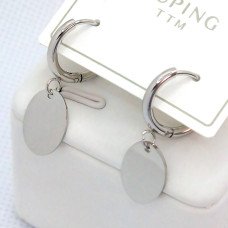 Сережки Stainless Steel. Сталь. Родій. Довжина: 25 мм. Ширина: 13 мм.