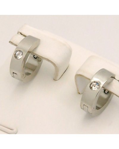 Сережки Stainless Steel. Сталь. Родій. Камені: білий циркон. Довжина: 12 мм. Ширина: 4 мм.