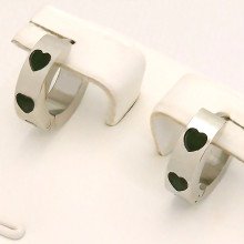 Сережки Stainless Steel із чорною емаллю. Сталь. Родій. Діаметр: 11 мм. Ширина: 4 мм.