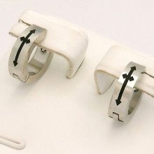 Сережки Stainless Steel із чорною емаллю. Сталь. Родій. Діаметр: 12 мм. Ширина: 5 мм.