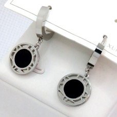 Сережки Stainless Steel із чорною емаллю. Сталь. Родій. Довжина: 26 мм. Ширина: 12 мм.