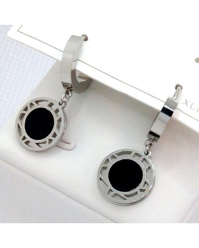 Сережки Stainless Steel із чорною емаллю. Сталь. Родій. Довжина: 26 мм. Ширина: 12 мм.