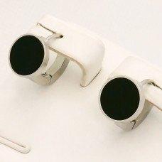 Сережки Stainless Steel із чорною емаллю. Сталь. Родій. Діаметр: 10 мм.