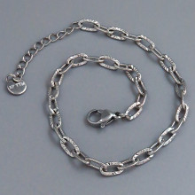 Браслет Stainless Steel. Сталь. Родій. Довжина: 19-22,5 см. Ширина: 4 мм.