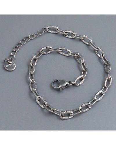 Браслет Stainless Steel. Сталь. Родій. Довжина: 19-22,5 см. Ширина: 4 мм.