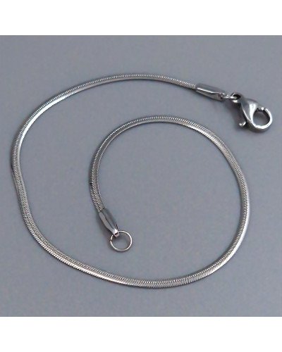 Браслет Stainless Steel. Сталь. Родій. Довжина: 19,5 см. Ширина: 2 мм. Плоский снейк