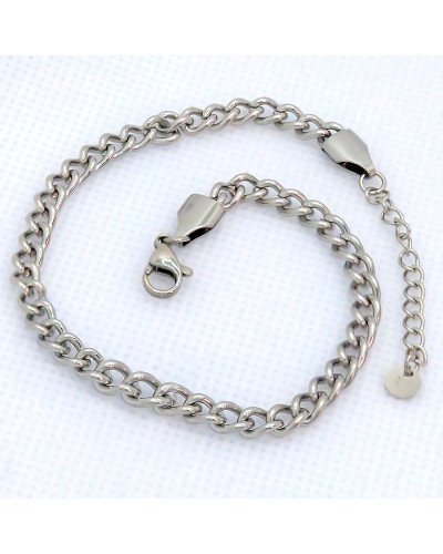 Браслет Stainless Steel. Сталь. Родій. Довжина: 20-24 см. Ширина: 4 мм.