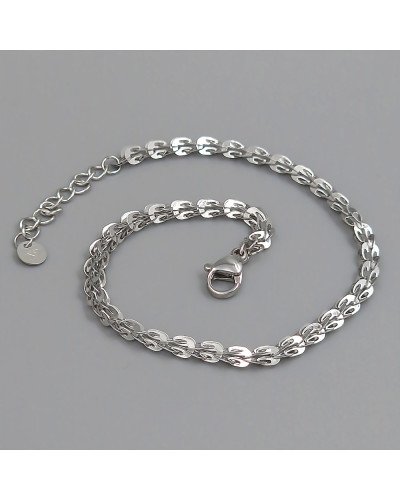 Браслет Stainless Steel. Сталь. Родій. Довжина: 18,5-21 см Ширина 3 мм
