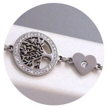 Браслет Stainless Steel. Сталь. Родій. Камені: білий циркон та біла емаль. Довжина: 19-22 см