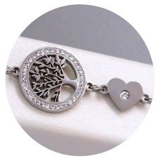 Браслет Stainless Steel. Сталь. Родій. Камені: білий циркон та біла емаль. Довжина: 19-22 см