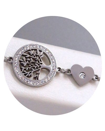 Браслет Stainless Steel. Сталь. Родій. Камені: білий циркон та біла емаль. Довжина: 19-22 см