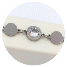Браслет Stainless Steel. Сталь. Родій. Камені: білий циркон. Довжина: 19-22,5 см