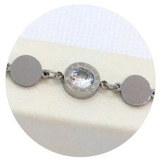 Браслет Stainless Steel. Сталь. Родій. Камені: білий циркон. Довжина: 19-22,5 см