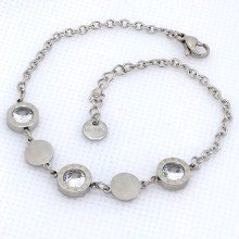 Браслет Stainless Steel. Сталь. Родій. Камені: білий циркон. Довжина: 19-22,5 см