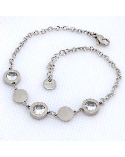 Браслет Stainless Steel. Сталь. Родій. Камені: білий циркон. Довжина: 19-22,5 см
