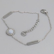 Браслет Stainless Steel перламутровою емаллю. Сталь. Родій. Довжина: 19-22 см