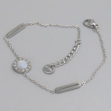 Браслет Stainless Steel перламутровою емаллю. Сталь. Родій. Довжина: 19-22 см