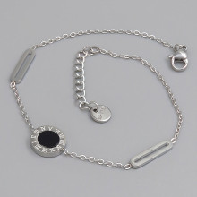 Браслет Stainless Steel чорною емаллю. Сталь. Родій. Довжина: 19-22 см