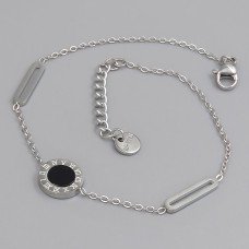 Браслет Stainless Steel чорною емаллю. Сталь. Родій. Довжина: 19-22 см