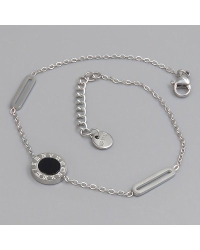 Браслет Stainless Steel чорною емаллю. Сталь. Родій. Довжина: 19-22 см