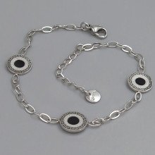 Браслет Stainless Steel чорною емаллю. Сталь. Родій. Довжина: 19-22 см