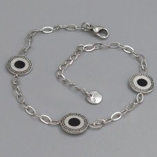 Браслет Stainless Steel чорною емаллю. Сталь. Родій. Довжина: 19-22 см
