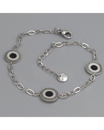 Браслет Stainless Steel чорною емаллю. Сталь. Родій. Довжина: 19-22 см