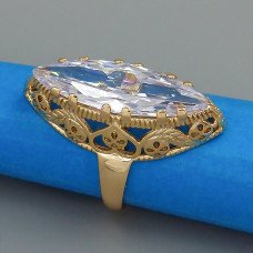 Каблучка XР. Позолота 18К. Камені: білий циркон. Є: 16р 17р