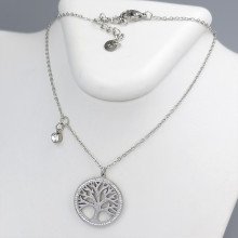 Ланцюжок із кулоном Stainless Steel. Сталь. Родій. Камені: білий циркон. Довжина ланцюжка: 46-50 см