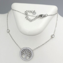 Ланцюжок із кулоном Stainless Steel. Сталь. Родій. Камені: білий циркон. Довжина ланцюжка: 41-46 см
