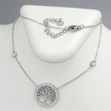 Ланцюжок із кулоном Stainless Steel. Сталь. Родій. Камені: білий циркон. Довжина ланцюжка: 41-46 см