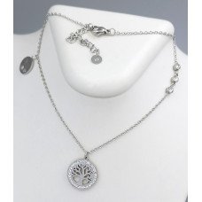 Ланцюжок з кулонами Stainless Steel. Сталь. Родій. Камені: білий циркон. Довжина ланцюжка: 40-45 см