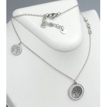 Ланцюжок з кулонами Stainless Steel. Сталь. Родій. Камені: білий циркон. Довжина ланцюжка: 40-45 см