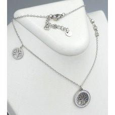 Ланцюжок з кулонами Stainless Steel. Сталь. Родій. Камені: білий циркон. Довжина ланцюжка: 40-45 см